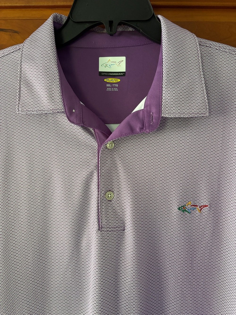 NWOT Greg Norman Collection Men’s Lavender/Purple Micro-Pattern Performance Polo